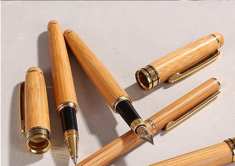Wooden Piston Fountain Pen with Bamboo Gift Box