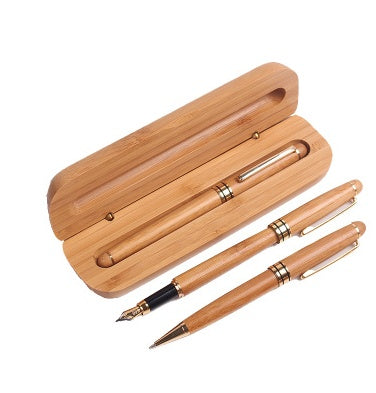 Wooden Piston Fountain Pen with Bamboo Gift Box