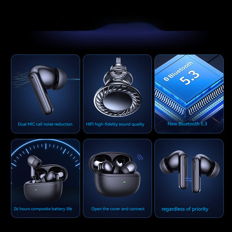 XY-17 Wireless Bluetooth 5.3 Earbuds with ENC/ANC Noise Reduction – Waterproof, Digital Display, 26H Battery