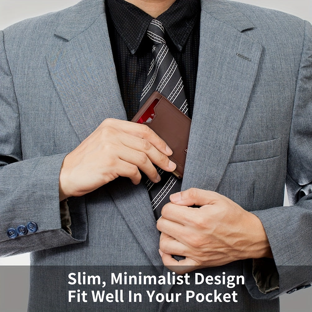Genuine Leather Bifold Wallet Men with RFID Shielding