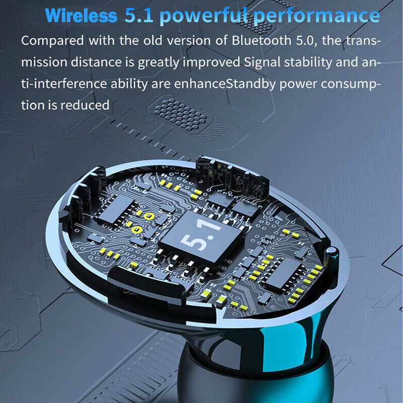 Wireless Bluetooth 5.1 Earbuds – Smart Touch Control with LED Display & IPX7 Waterproof