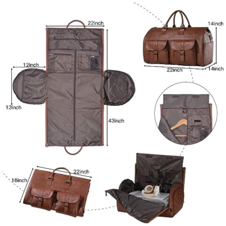 Large PU Leather Travel Bag – Stylish & Spacious Weekender for Men and Women