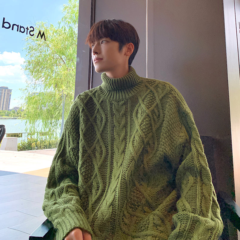 Japanese-Style Retro Jacquard Turtleneck Sweater – A Cozy Classic for the Bitcoin-Bound Traveler