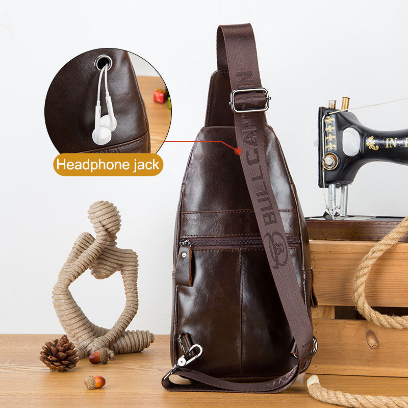 Men’s Retro Leather Crossbody Bag – Genuine Cowhide with Magnetic Buckle