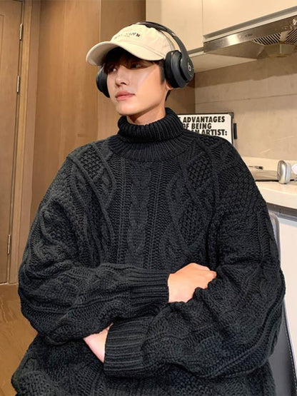 Japanese-Style Retro Jacquard Turtleneck Sweater – A Cozy Classic for the Bitcoin-Bound Traveler