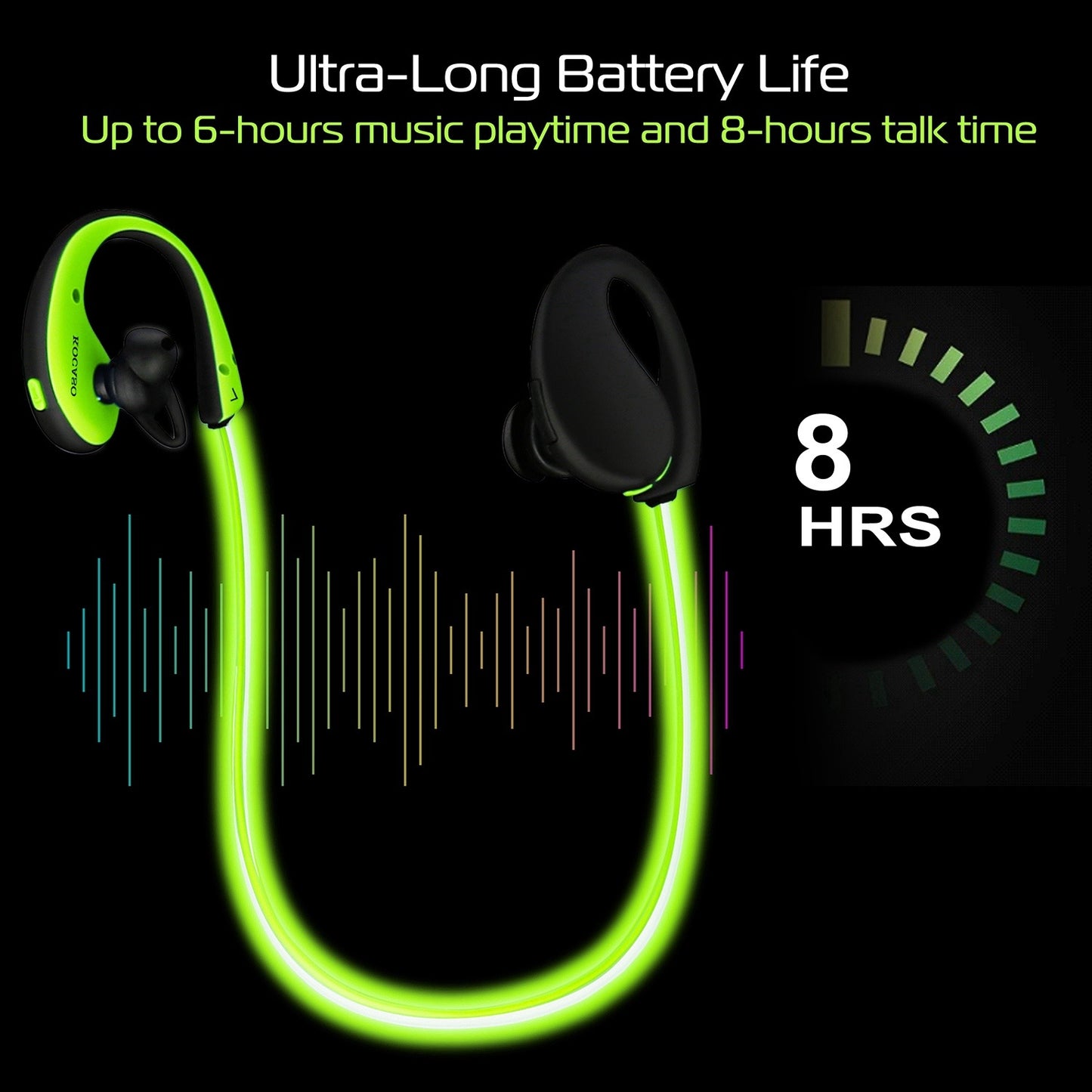 Wireless LED Sport Headset – Bluetooth V4.1 Earphones with Night Safety Light