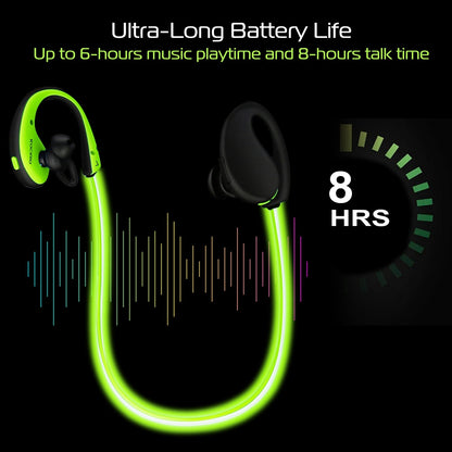Wireless LED Sport Headset – Bluetooth V4.1 Earphones with Night Safety Light