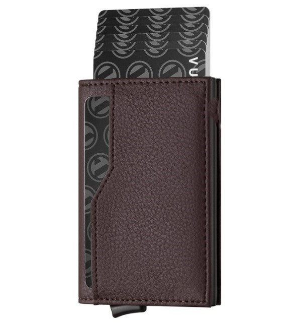 100% Leather RFID Blocking Wallet – Double ID Window, Automatic Up Design, Urban Minimalist