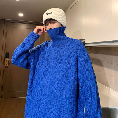 Japanese-Style Retro Jacquard Turtleneck Sweater – A Cozy Classic for the Bitcoin-Bound Traveler