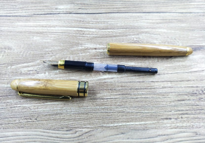 Wooden Piston Fountain Pen with Bamboo Gift Box