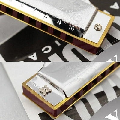 Traveler’s Blues Harmonica – 10-Hole Adjustable C Key with Chrome Cover & Resin Soundboard