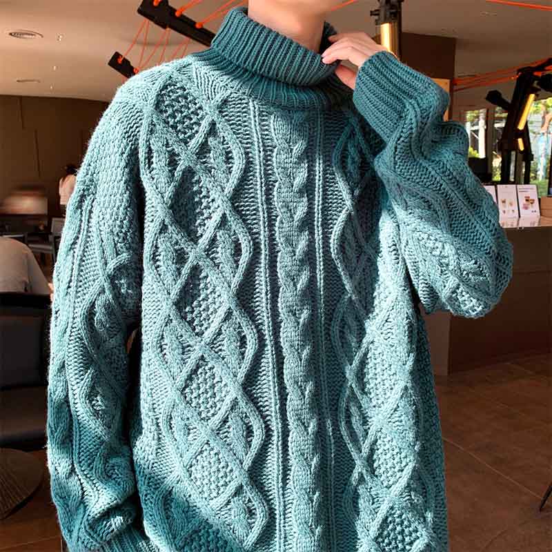 Japanese-Style Retro Jacquard Turtleneck Sweater – A Cozy Classic for the Bitcoin-Bound Traveler