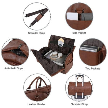 Large PU Leather Travel Bag – Stylish & Spacious Weekender for Men and Women