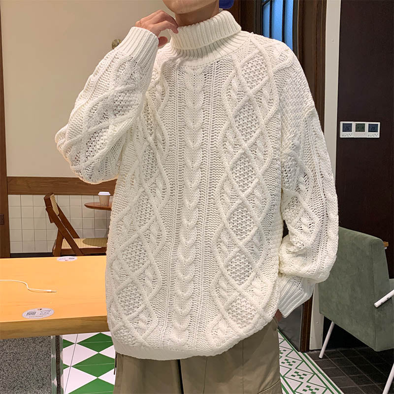 Japanese-Style Retro Jacquard Turtleneck Sweater – A Cozy Classic for the Bitcoin-Bound Traveler
