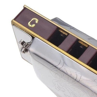 Traveler’s Blues Harmonica – 10-Hole Adjustable C Key with Chrome Cover & Resin Soundboard