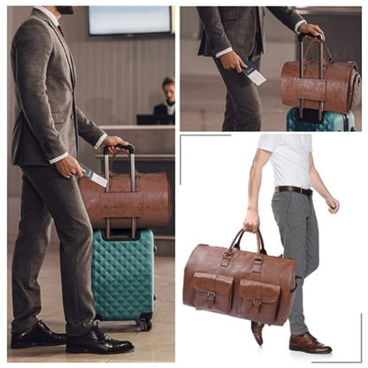 Large PU Leather Travel Bag – Stylish & Spacious Weekender for Men and Women