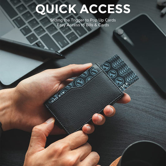100% Leather RFID Blocking Wallet – Double ID Window, Automatic Up Design, Urban Minimalist