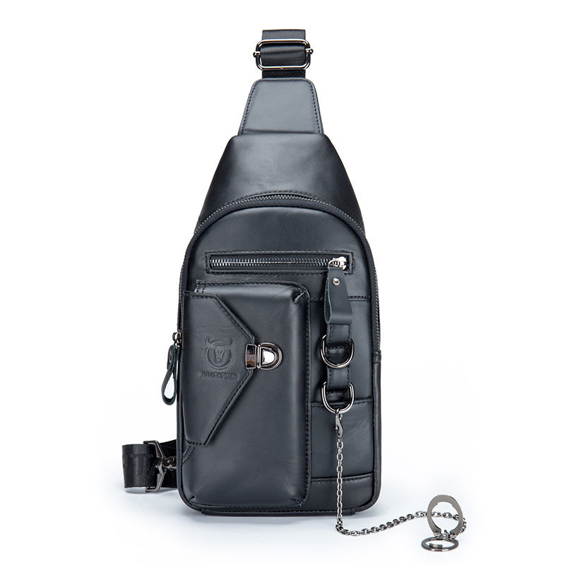 Men’s Retro Leather Crossbody Bag – Genuine Cowhide with Magnetic Buckle