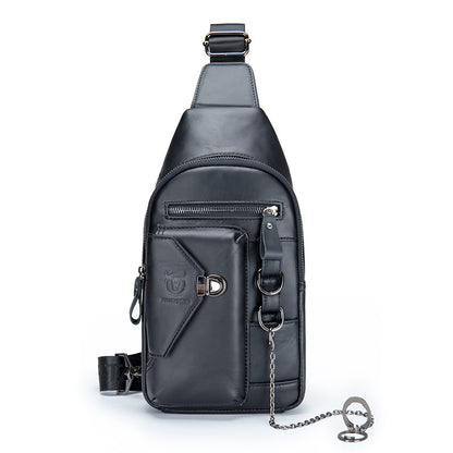 Men’s Retro Leather Crossbody Bag – Genuine Cowhide with Magnetic Buckle