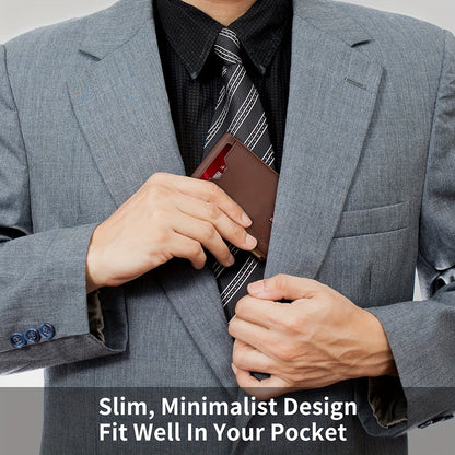 Genuine Leather Bifold Wallet Men with RFID Shielding