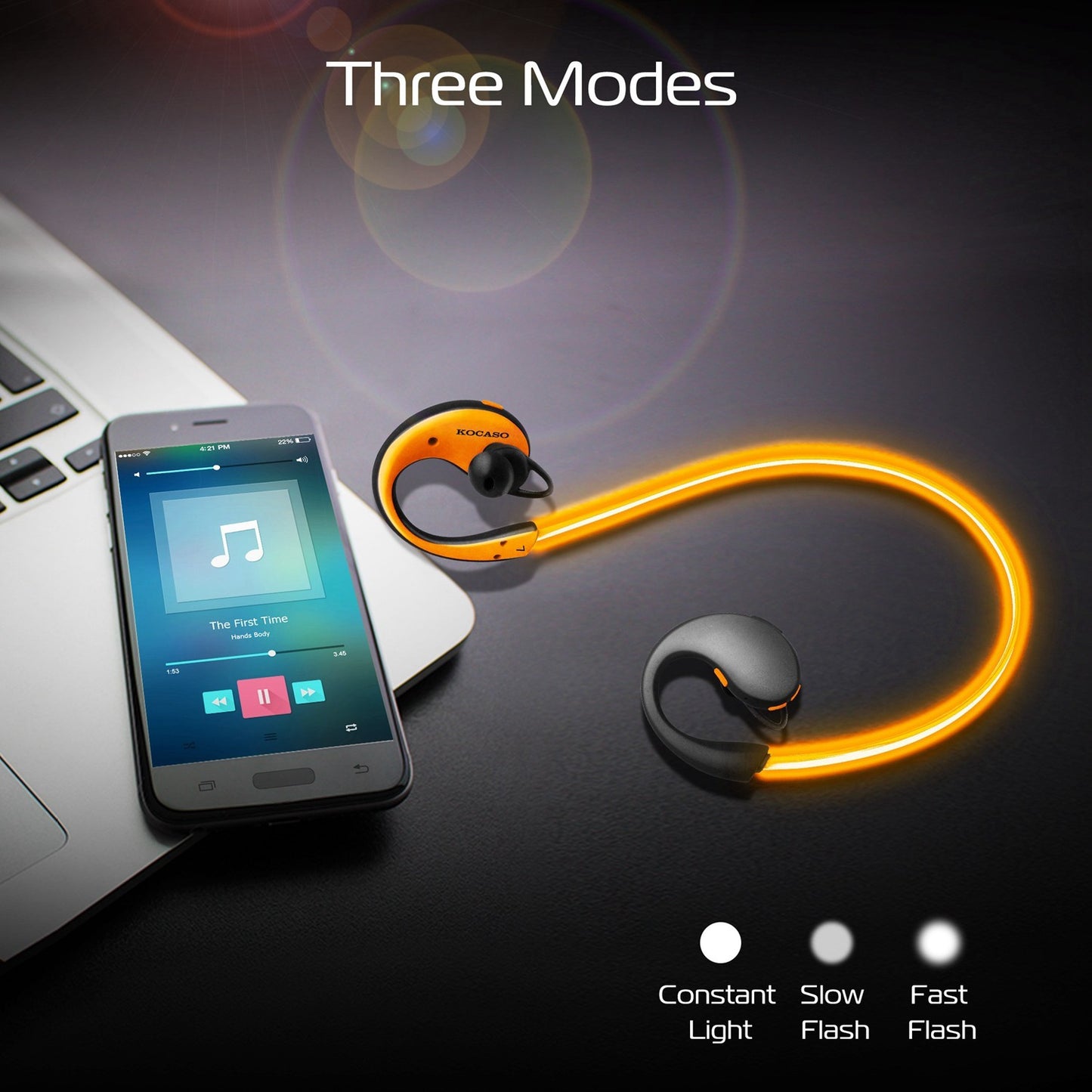 Wireless LED Sport Headset – Bluetooth V4.1 Earphones with Night Safety Light