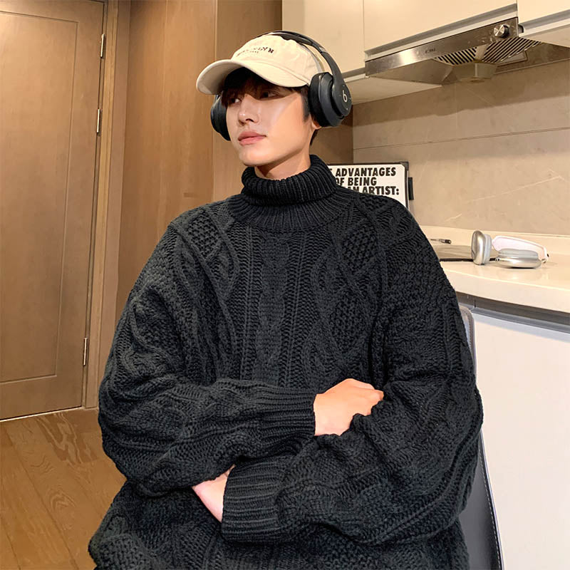 Japanese-Style Retro Jacquard Turtleneck Sweater – A Cozy Classic for the Bitcoin-Bound Traveler