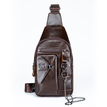 Men’s Retro Leather Crossbody Bag – Genuine Cowhide with Magnetic Buckle