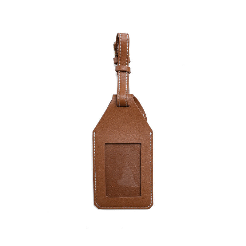 Leather Luggage Tag with Tracker Slot – Stylish Travel ID Case