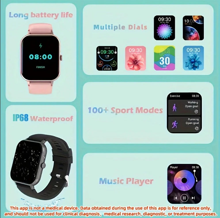 ZL54CJ Square Smartwatch – Fitness, Connectivity, and Style for Travelers