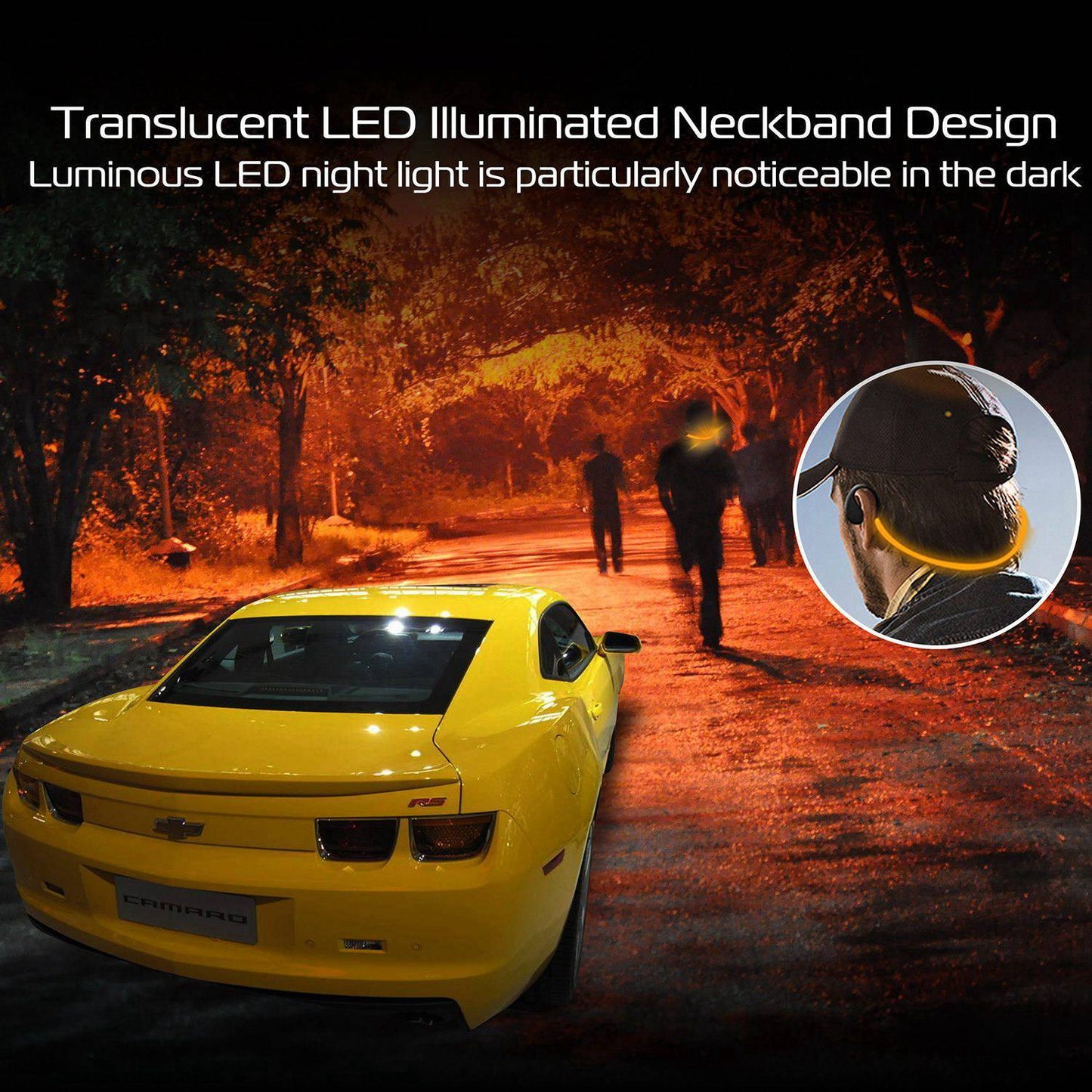 Wireless LED Sport Headset – Bluetooth V4.1 Earphones with Night Safety Light