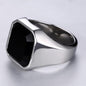 Men’s Stainless Steel Black Agate Ring – A Minimalist Token for the Bitcoin-Minded Traveler