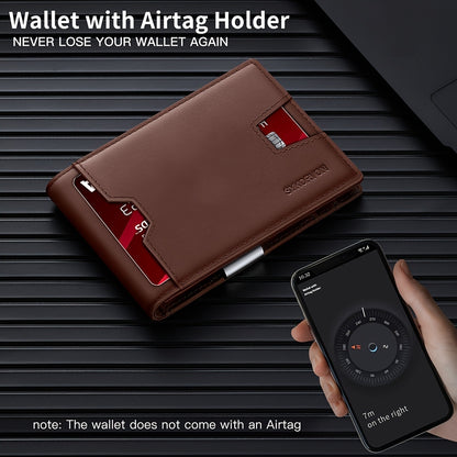 Genuine Leather Bifold Wallet Men with RFID Shielding