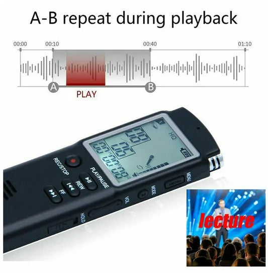16GB Digital Voice Recorder – Portable LCD Audio Recorder with USB 2.0