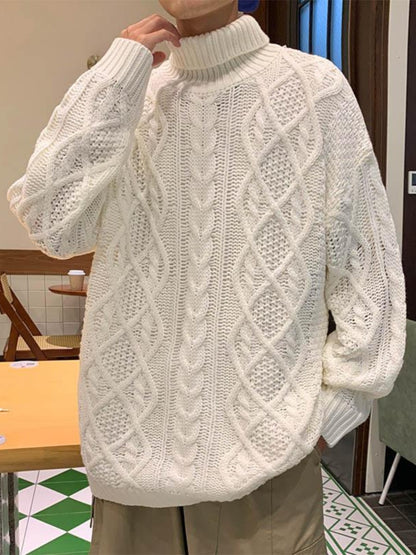 Japanese-Style Retro Jacquard Turtleneck Sweater – A Cozy Classic for the Bitcoin-Bound Traveler