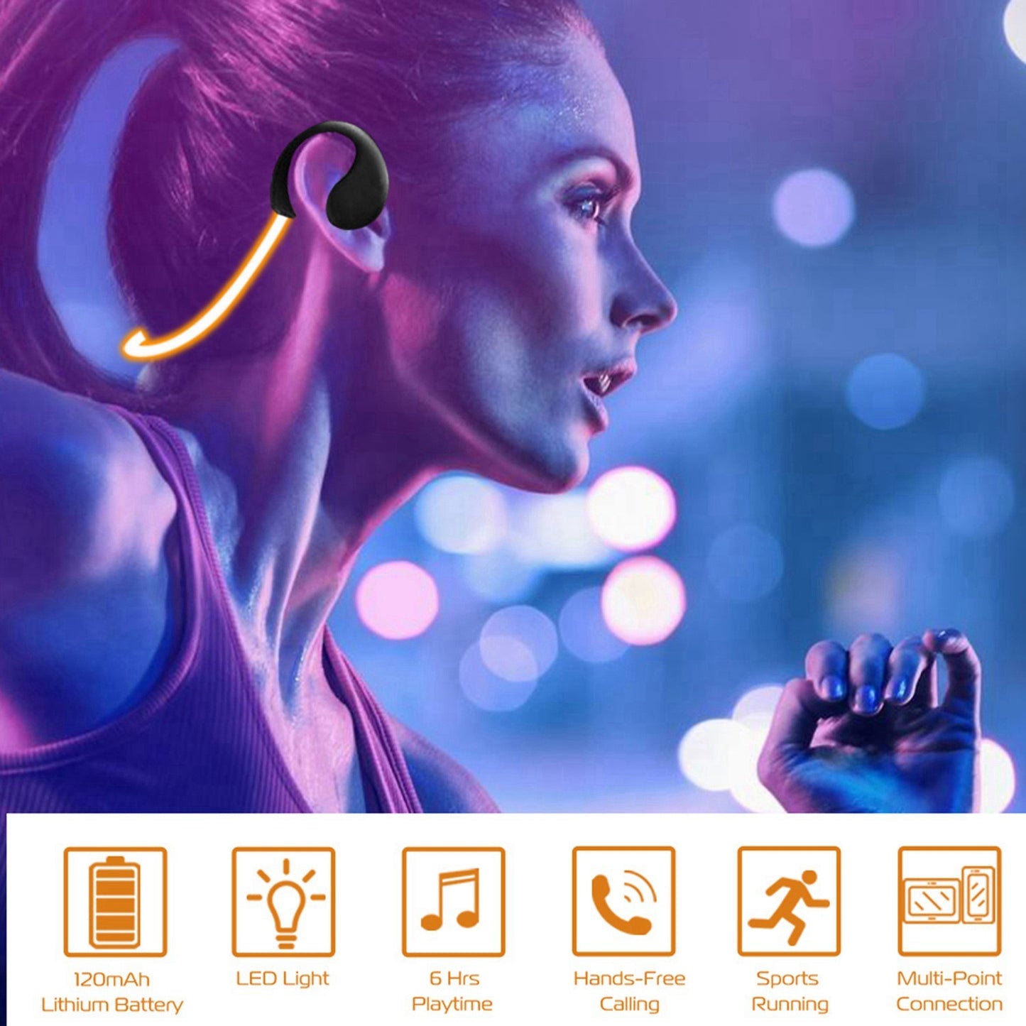 Wireless LED Sport Headset – Bluetooth V4.1 Earphones with Night Safety Light