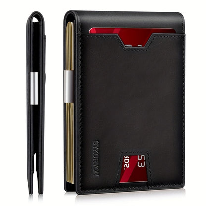 Genuine Leather Bifold Wallet Men with RFID Shielding