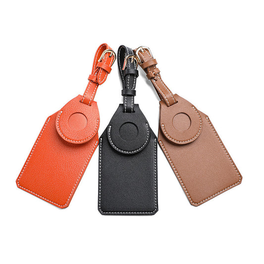 Leather Luggage Tag with Tracker Slot – Stylish Travel ID Case