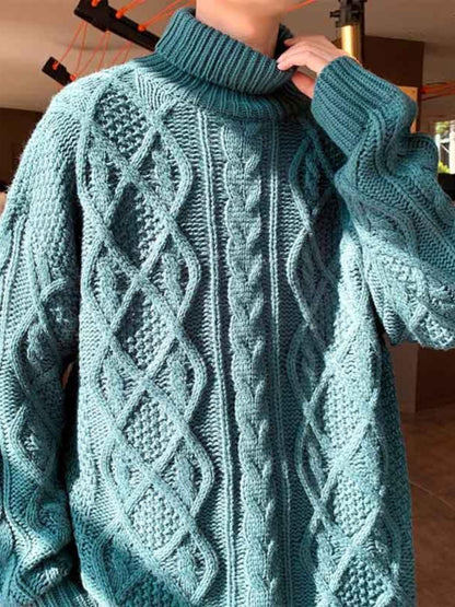 Japanese-Style Retro Jacquard Turtleneck Sweater – A Cozy Classic for the Bitcoin-Bound Traveler